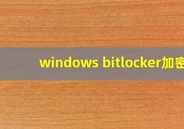 windows bitlocker加密